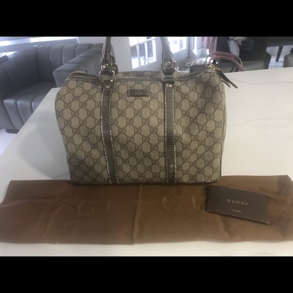Authentic Gucci Boston Monogram GG Bag - Picture 13 of 14